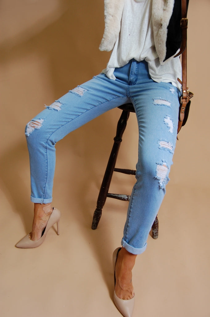SOPHIE stretch denim ripped jeans